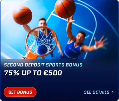 Bonus na tretí športový vklad 75 % až do €250